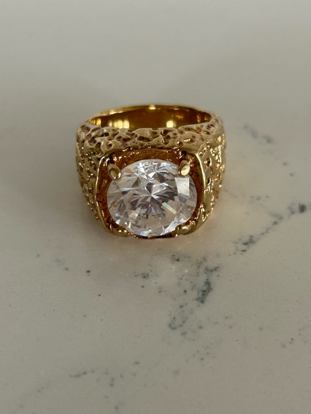 Men’s 10K Gold Plated Faux Diamond Ring Size 12